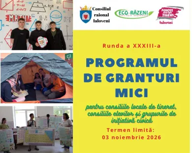 A fost lansată runda a XXXIII-a a Programului de granturi mici pentru echipele de tineri și tinere din localitățile raionului Ialoveni